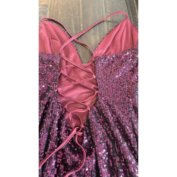 Retrofete $966 Sequin Violet Asymmetrical Tie Back Maxi Dress Sz XS NWT - Picture 8 of 12